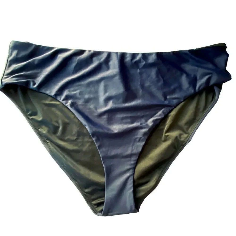 J Crew Navy Blue High Rise Bikini Bottom Sz 3X NWT